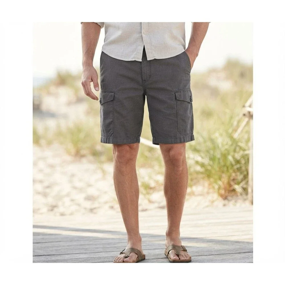 IZOD Saltwater Ripstop Cargo Shorts Mens 32 Asphalt Grey Stretch Outdoor New